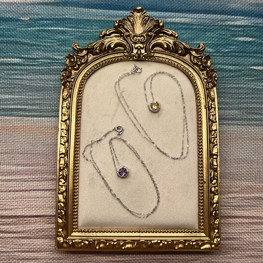 M16 High Grade Amethyst Citrine Circle Pendant S925 Silver Dainty Necklace